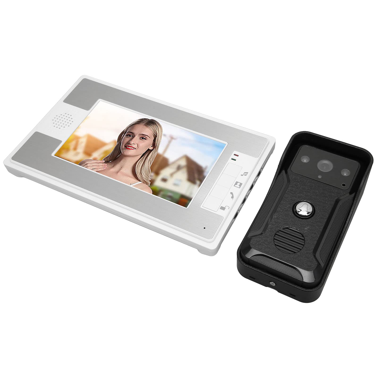 Video Intercom System, 7 Inch Color TFT LCD Video Door Phone Doorbell IR Cut Hands Free Talkback Mic for Home Security (EU Plug)