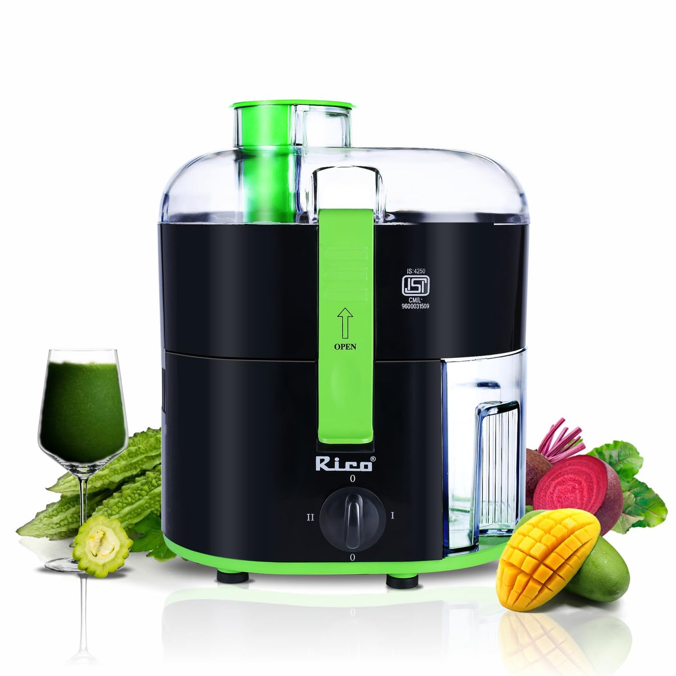 Rico 350W ISI Marked & Fully Automatic Electric Juicer | Portable Juicer, Compact Design, Slow Juicing Process to Extract Maximum Juice from Fruits & Vegetables