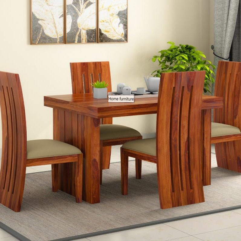 Home furniture Wooden Dining Table Set 4 Seater | Four Seater Dinning Table with 4 Chairs for Home and Restaurants | Dining Room Sets for Home and Restaurants | Dining Set | Natural Teak Finish