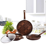 Cello Aluminium Induction Base Non-Stick Cookware Set, Brown, Woody