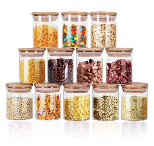 EVATTA Glass Jars For Kitchen 250 Ml | Set Of 12 | Airtight Lid | Glass Storage Jar and Container | kitchen containers set | Glass Jar | Storage Containers for kitchen