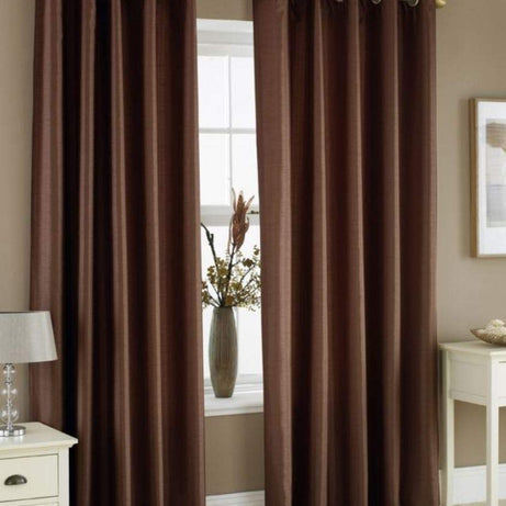 Homefab India Royal Silky Grommet Door Curtain - 7 feet, Coffee - 2 Piece