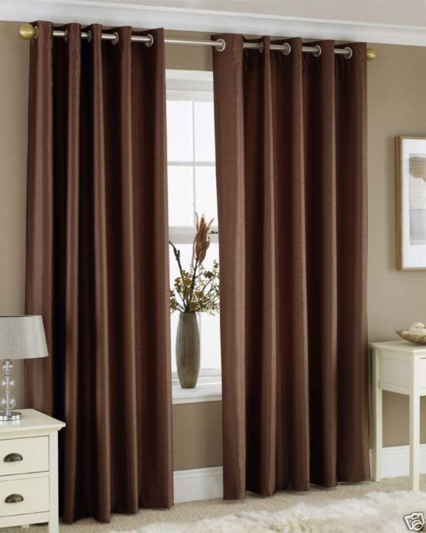 Homefab India Royal Silky Grommet Door Curtain - 7 feet, Coffee - 2 Piece