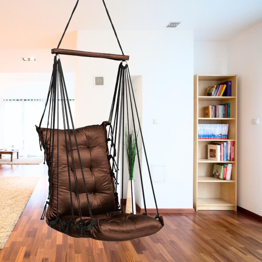 Patiofy Soft Cotton Hammock Hanging Swing for Adults & Kids/Swing Chair for Home/Jhula for Adults/Swing for Living Room/Swing for Home Balcony/Hanging Jhula Chair (Brown)