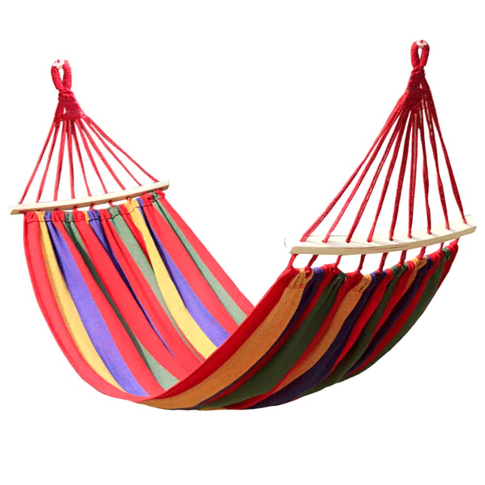 HomeFast 2 People Outdoor Camping Canvas Cotton Hammock Wood Stick Swing Garden Canvas Swing Hanging Chair for Patio Porch Garden Backyard Lounging Outdoor/Indoor