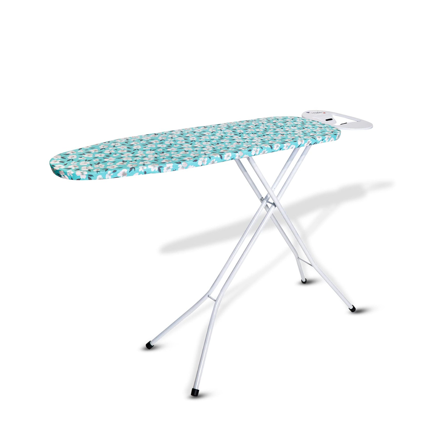 Peng Essentials Bloom Iron Table for Ironing Clothes -Green, Surface 110x33 cm | Anti-Slip Feet, Heat-Resistant, Sturdy H-Leg Design, Iron Rest with Silicon Stopper | Space-Saving Ironing Board