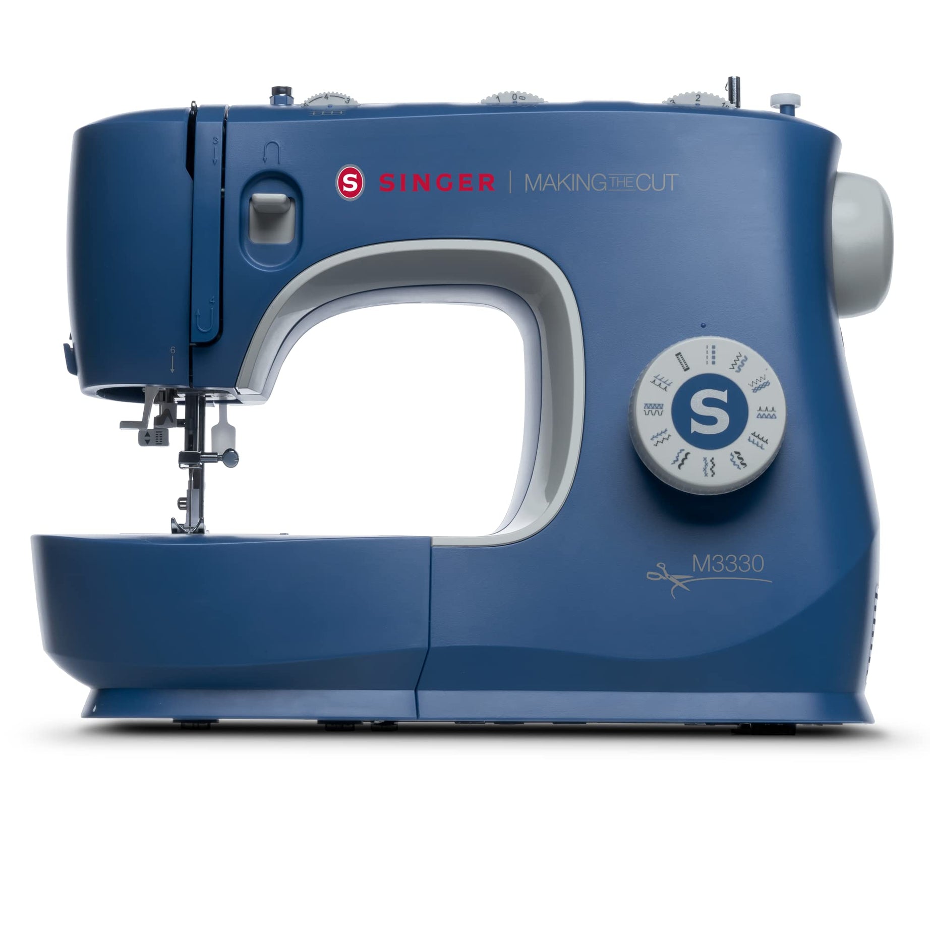 SINGER Making The Cut Sewing Machine with 97 Stitch Applications & Accessory Kit M3330, Simple & Easy - Use, Perfect For Beginners, Metallic blue