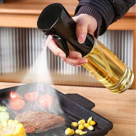 QOAL Glass oil Spray Dispenser Cooking 200ml Olive Oil Spray Bottle Refillable Food Grade Oil Vinegar Spritzer Sprinkler Sprayer Mister Used for Air Fryer, Salad Making, Frying, BBQ