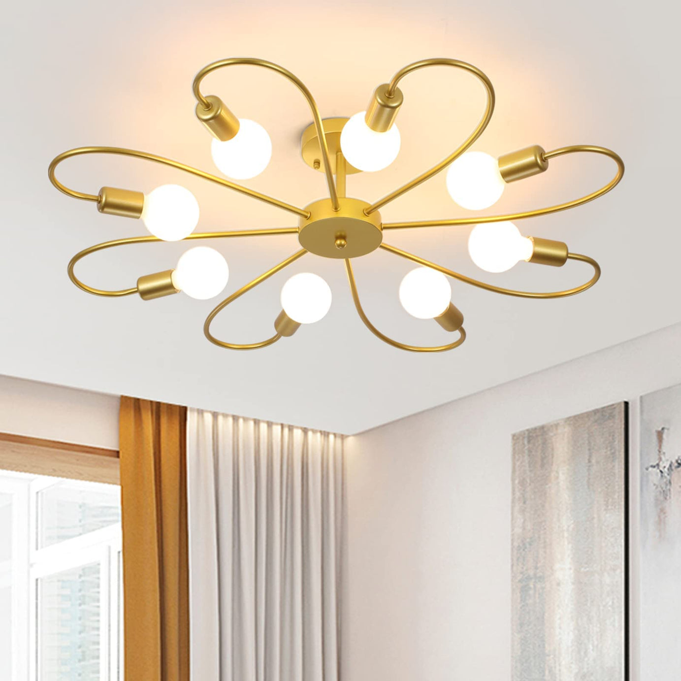 Avior Low Height Ceiling Lamp, Chandelier for Living Room, Restaurant Lamps and Hotels (Yellow Gold)