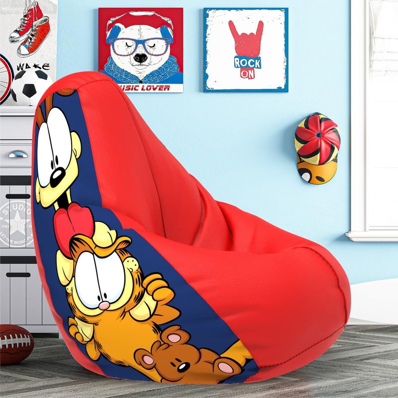 ComfyBean Bag with Beans Filled 4XL- Official: Garfield Bean Bags - for Adults - Max User Height : 5.5-6 Ft.-Weight : 70-99 Kgs(Model: Garfield_Artwork-4 - Red)