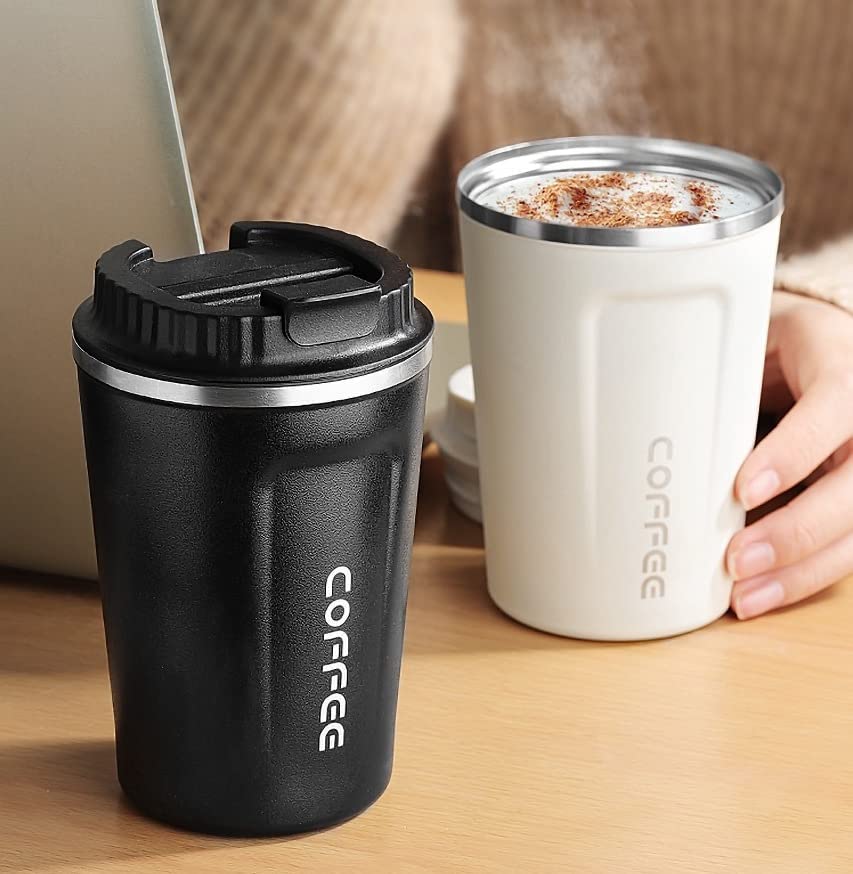 Dravizon Stainless Steel Vacuum Insulated Coffee Mug 510ML Insulated Coffee Cups Double Walled Travel Mug, Car Coffee Mug with Leak proof Lid Reusable Thermal Cup for Hot Cold Drinks Coffee, Tea