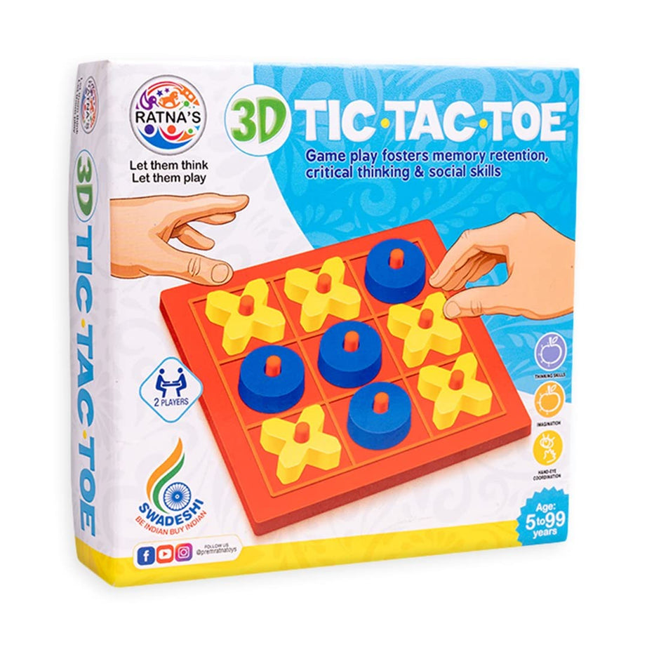 Ratna's 3D Tic Tac Toe Classic Mind Challenging Cross & Zero Family Board Game for Kids & Adults