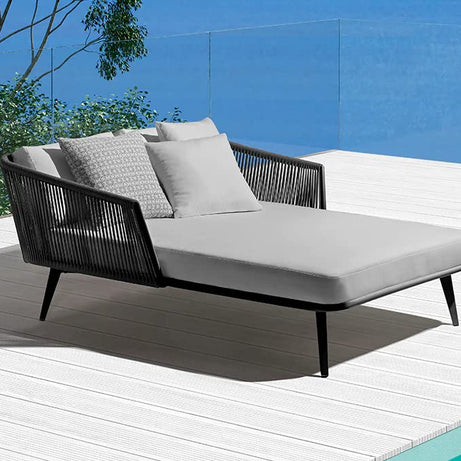 Crosley Outdoor Patio Rope Daybed/Round Sofa/Sunbade/Swimming Pool Side/Round Lounger/Sun Lounger/Garden/Terrace/Balcony/Rattan/Rope Furniture Daybed Set. (Black and Grey Color)