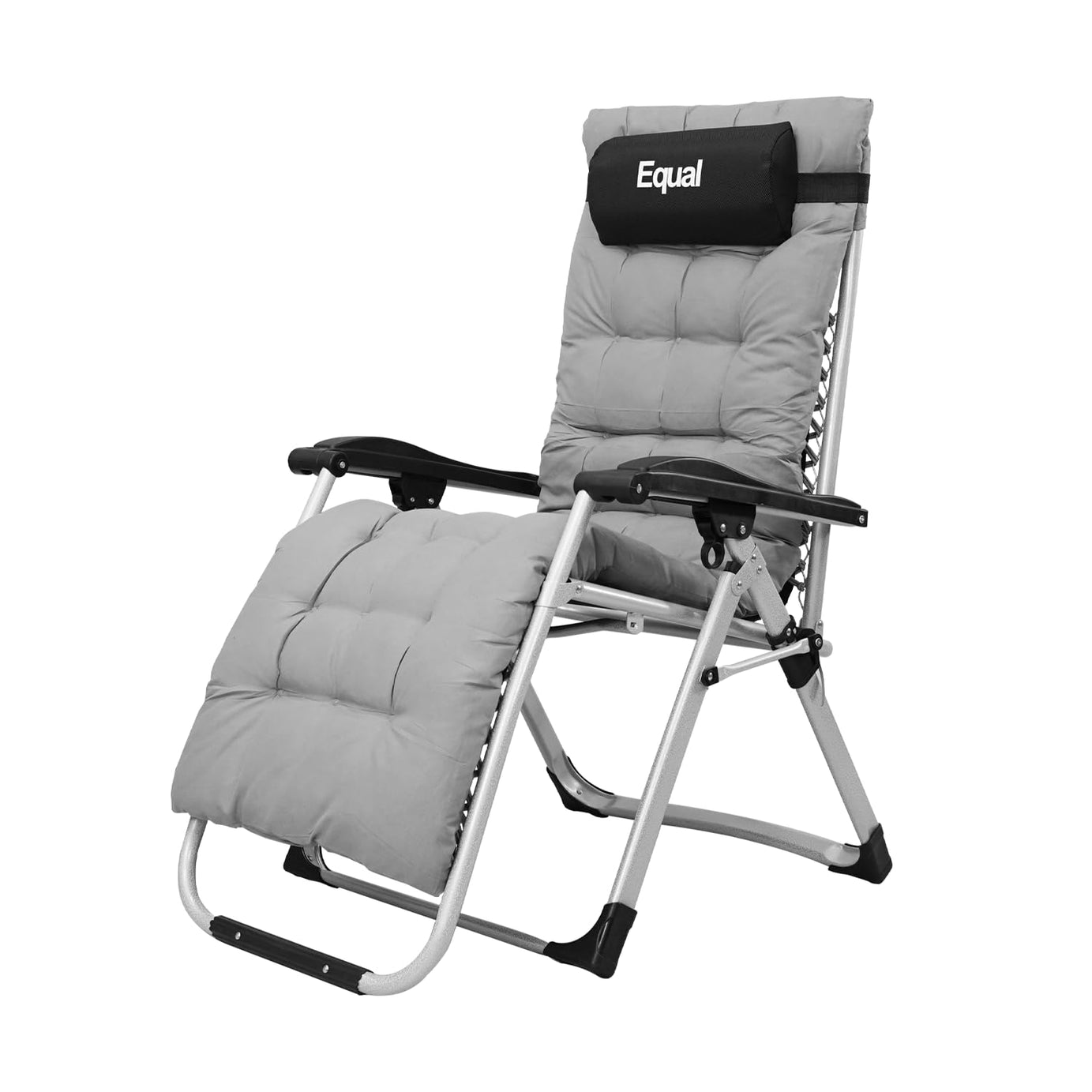 EQUAL Mild Steel Zero Gravity Reclining Lounge and Folding Recliner Chair with Cushion for Home | Living Room & Longue | Adjustable & Locakble (Grey)