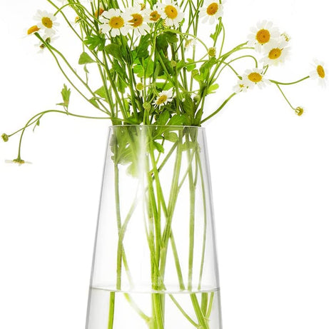 BS AMOR Clear Glass Vase for Decor Home Handmade Modern Large Flower Vases for Centerpieces Living Room Kitchen Office Wedding 8.7 Inch (Clear)