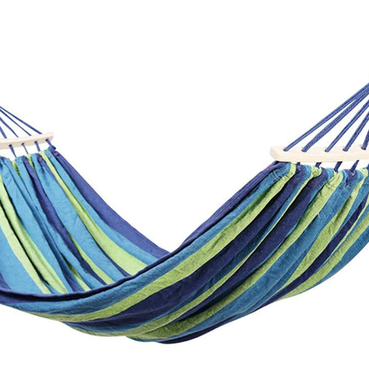 Supreme Mall (Label) Camping Hammock, Striped Canvas Fabric Portable Garden Hammocks Ultralight Outdoor Beach Swing Bed with Strong Rope (200cm x 150cm)(Cotton,Nylon)(Multi-colour)