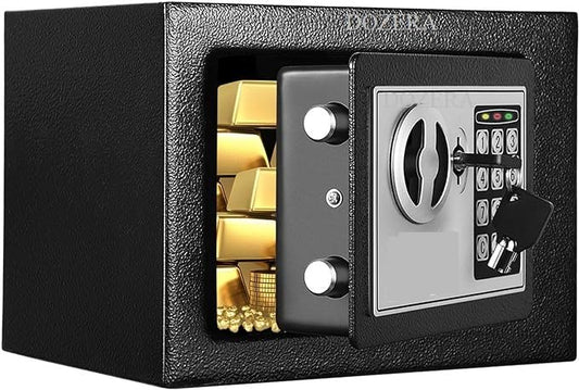 DOZERA Electronic Digital Security Safe Box, Money Safety Password Lock Box, Solid Alloy Steel Cabinet locker for Home, Office, Hotel Rooms, Valuables items, Jewelry, Gold, Cash Money