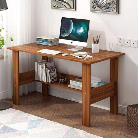 EKRON Engineered Wood (ST-004/Oak Brown) Computer Desk with One Tier Shelves Laptop Study Table for Office Home Workstation Writing Modern Desk (90 x 50 x 77 cm)