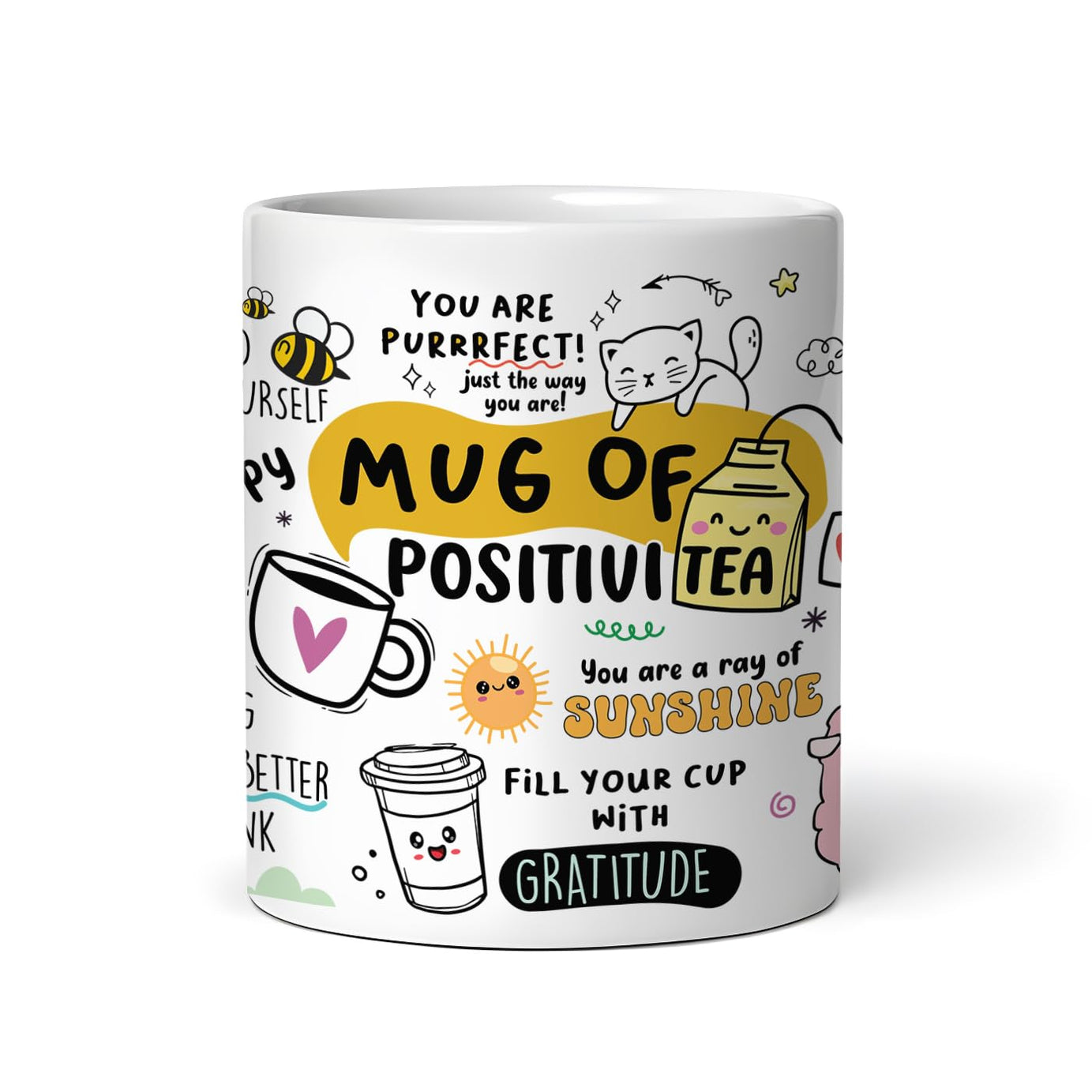 Gogirgit Daily Affirmation & Motivation Mug Ceramic White Coffee Mug Collection, Gift for Positivity & Encouragement, 330ml, Microwave Safe, Set of 1 (Positivi-tea)