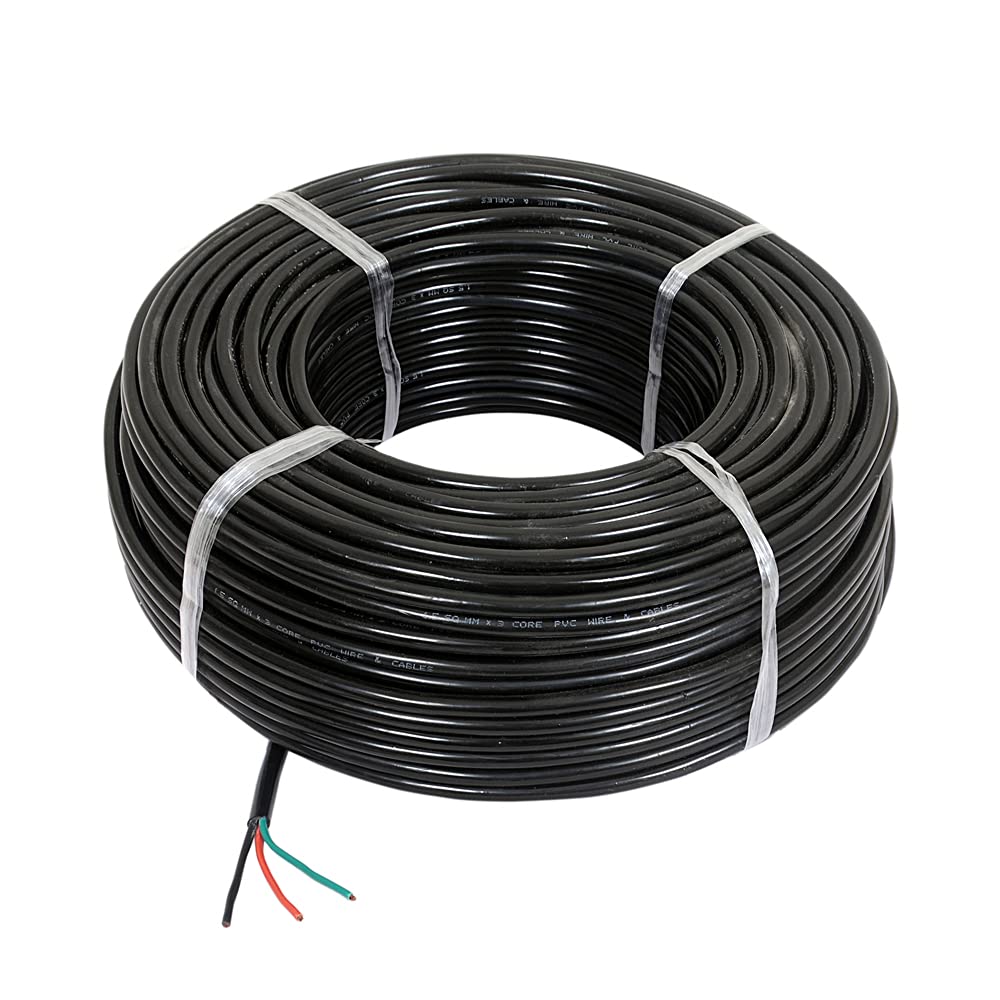 GVD PVC & FR Insulated 3 Core Flexible Copper Wires & Cables for Home & Domestic Industrial Electric Wiring, Electric Wire (Black) (20 Mtr, 0.5MM)