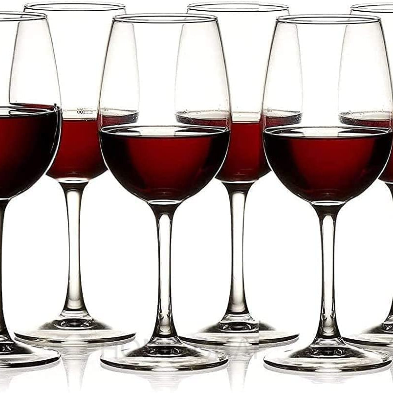 HOME CRAF® Stylish Curve Wine Glass, Brandy Glass 310 ML Set of 6 Elegant Bar Glassware for Champagne Glass Water, Juice, Beer, Cocktails and Mixed Drinks Glass, Unique Long Champ Glass