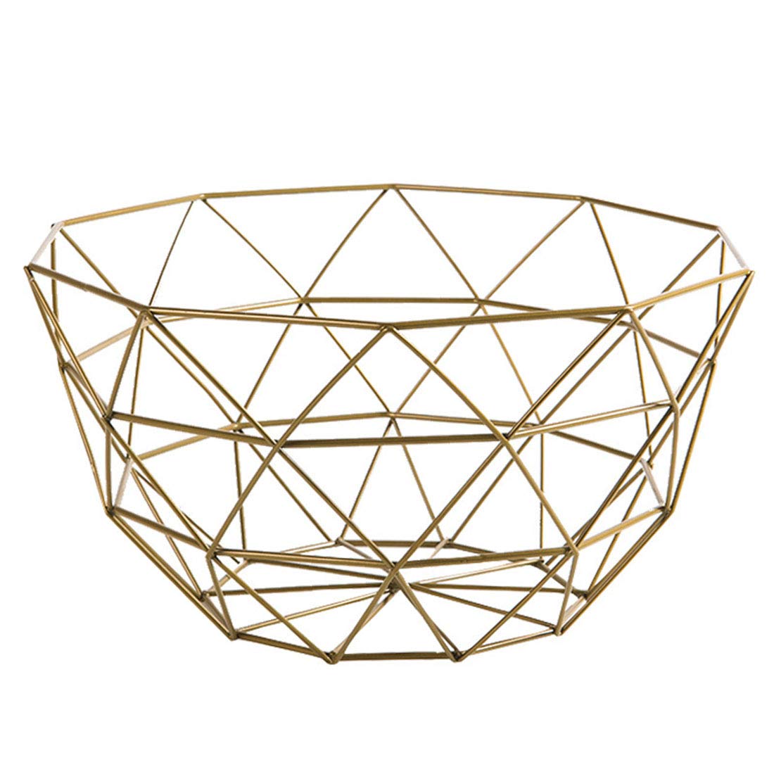 Pimuza Fruit Stand Vegetables Serving Bowl Basket Holder for Kitchen Counter,Table Centerpiece,Fiesta,Metal Iron Wire,Wedding,Living Room,Large Round Modern Stylish Tray Storage for Banana,Bread,Gold