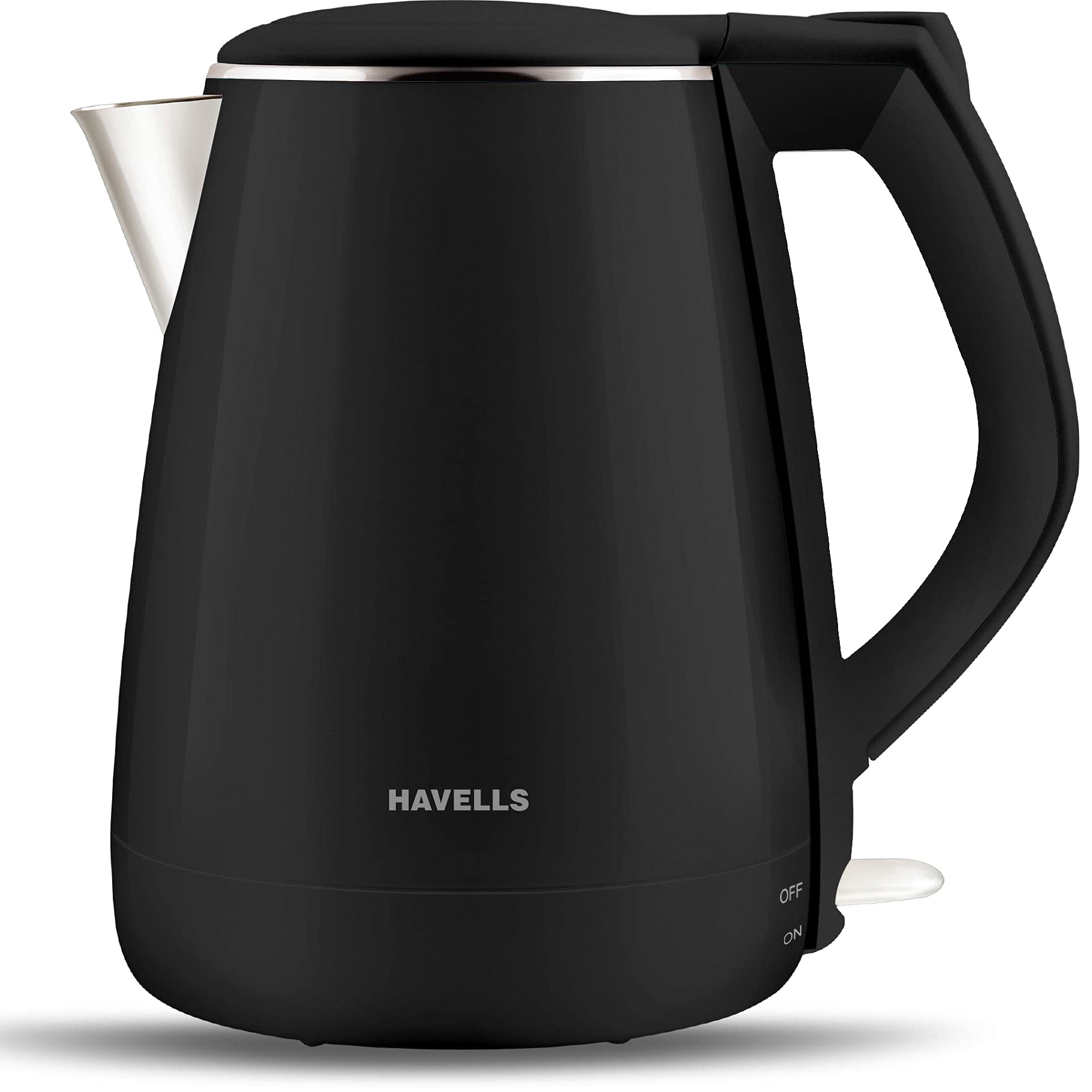 Havells Electric Kettle Aqua Plus 1250 Watts 1.2 liters , Double Layered Cool Touch Outer Body | 304 Rust Resistant SS Inner Body with Auto Shut Off | Wider Mouth | 2 Yr Manufacturer Warranty (Black)