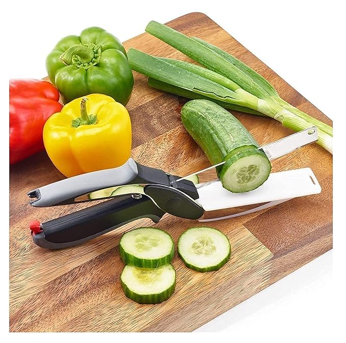 Evoke 4 in 1 Smart Knife Chopper Cutter - Stainless Steel Blade Knife with Locking Hinge & Spring Action with Sharpe blad for Fruits & Vegetable Chopper for Kitchen, Restaurant, Hotel & cafes