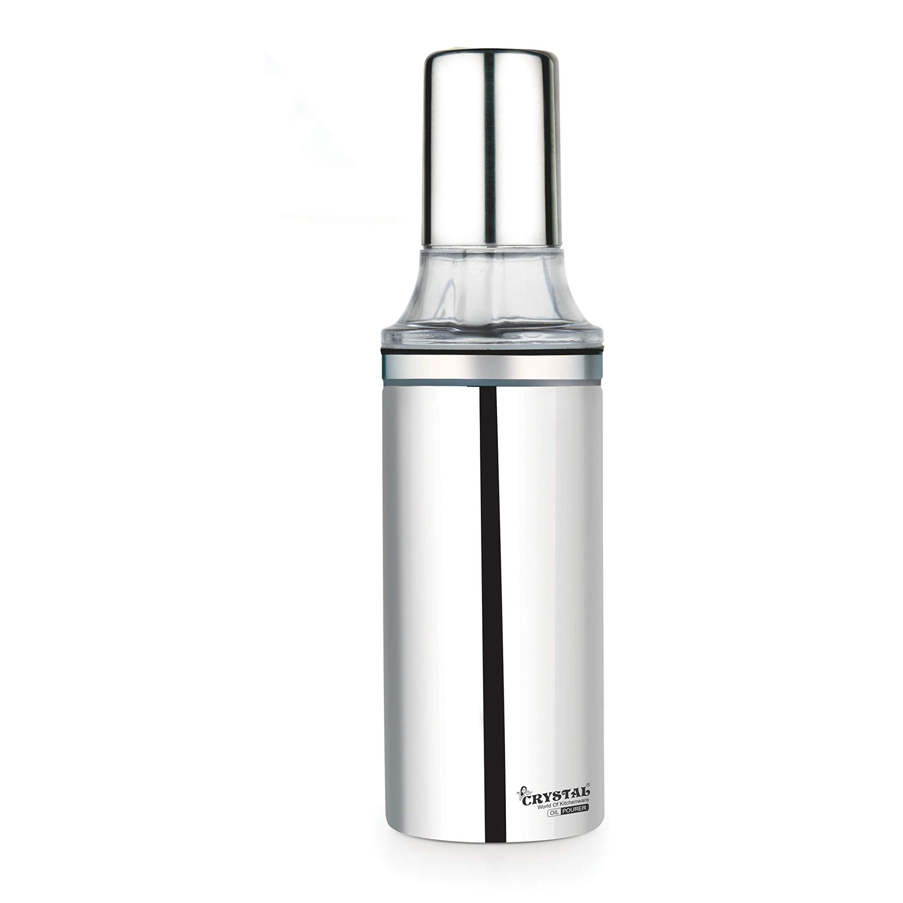 Crystal Stainless Steel Oil Pourer/Dispenser ( 500 ml, Silver, Set of 1)