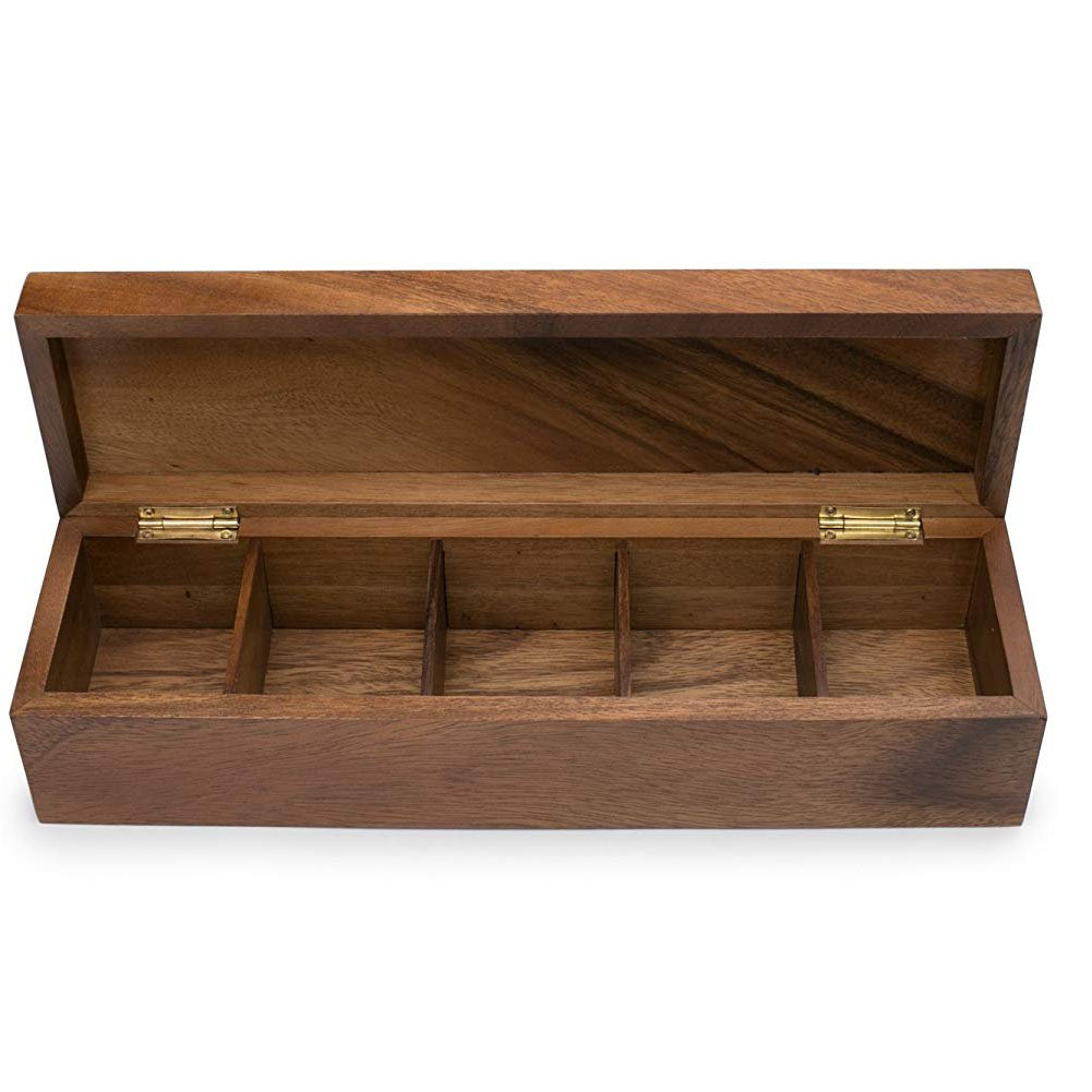 White Whale you think, we bring Wooden Tea Box Tea Chest Spice Organizer with Compartment