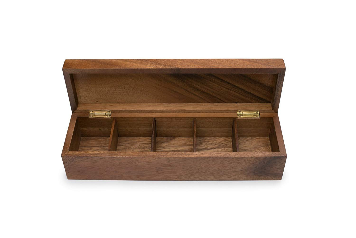 White Whale you think, we bring Wooden Tea Box Tea Chest Spice Organizer with Compartment