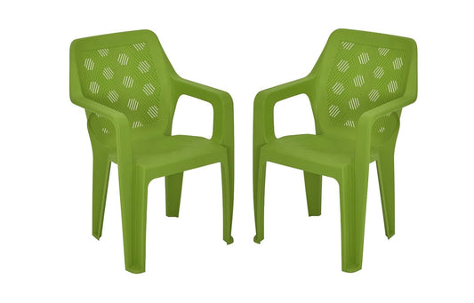 Nilkamal Hexa Plastic Chair for Home/Office/Study/Garden/Balcony/Indoor & Outdoor - Set of 2 Pcs Chair (Lush Green)