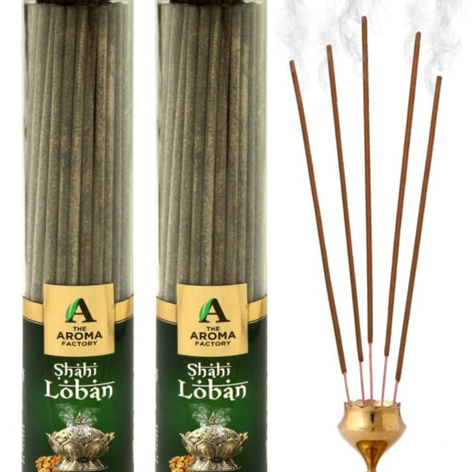 The Aroma Factory Organic Shahi Loban Agarbatti for Pooja, No Charcoal Incense Sticks,100% Herbal Fragrance Agarbathi, (Bottle Pack of 2x100g)