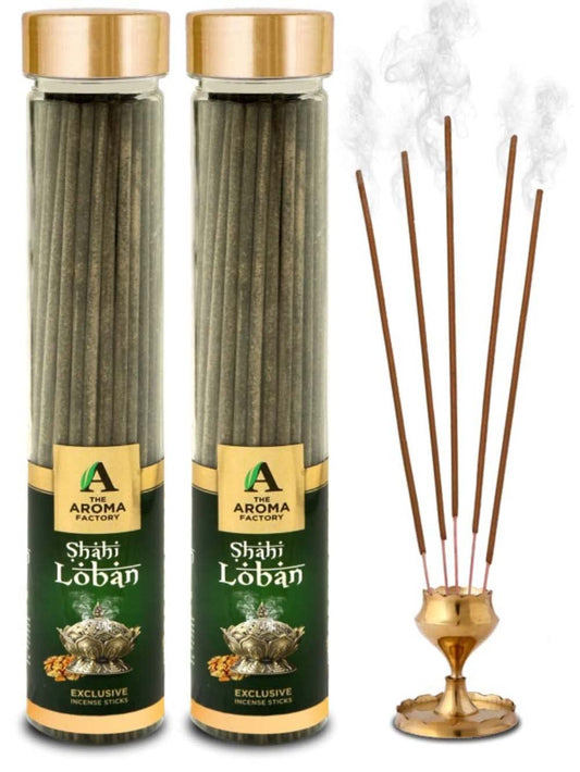 The Aroma Factory Organic Shahi Loban Agarbatti for Pooja, No Charcoal Incense Sticks,100% Herbal Fragrance Agarbathi, (Bottle Pack of 2x100g)