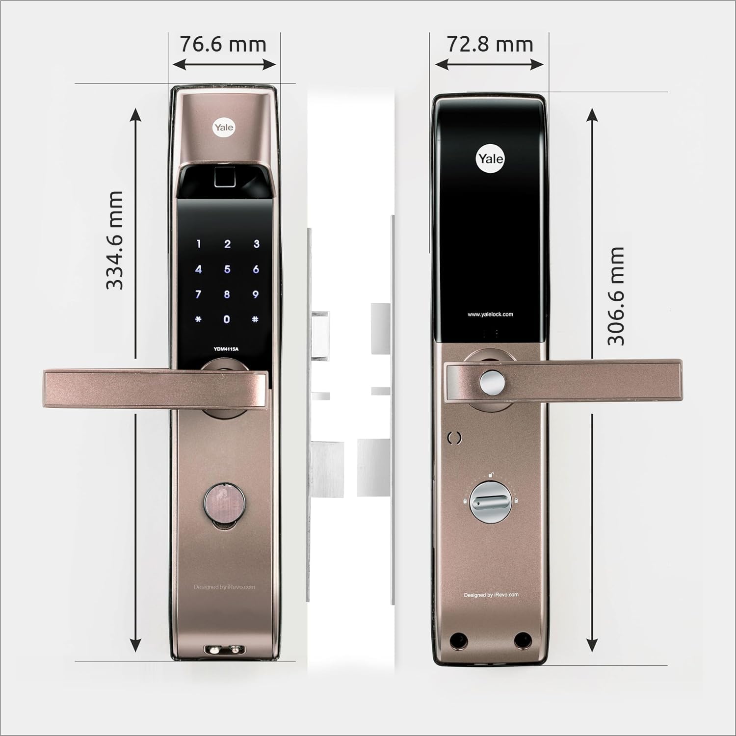 Yale YDM 4115-A, Smart Door Lock with Biometric, Pincode, Mechanical Keys & App Enabled Access, Bluetooth & Wi-Fi Optional for Home & Office | 1 Year Warranty| Matte Finish | Bronze