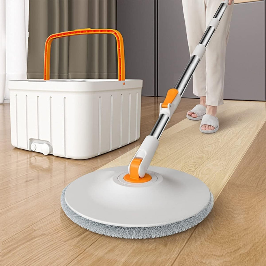 FASHIONHARBOUR Wet And Dry Mop With Bucket For Floor Cleaning 360° Rotating Square Mop-Head For Hardwood Tile Marble Floors 2 Replaceable Mop Pads With Self Separation Dirty