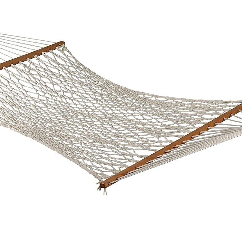 Gnanex Natural Off White 335cm Rope Hammock with Wooden Spreader Bars/Adults Swing for Single Person (78 X 30 inches)