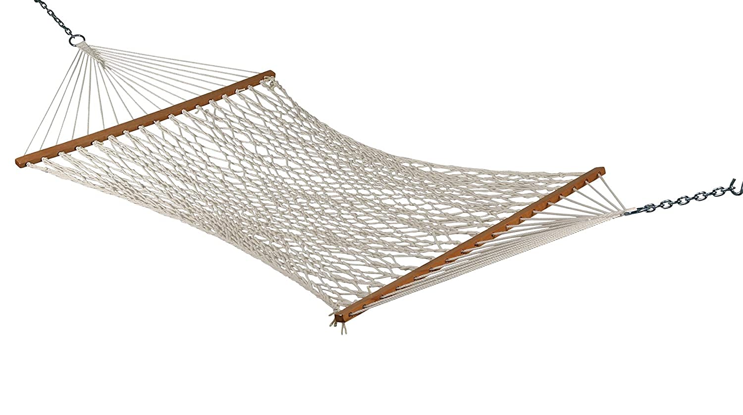 Gnanex Natural Off White 335cm Rope Hammock with Wooden Spreader Bars/Adults Swing for Single Person (78 X 30 inches)