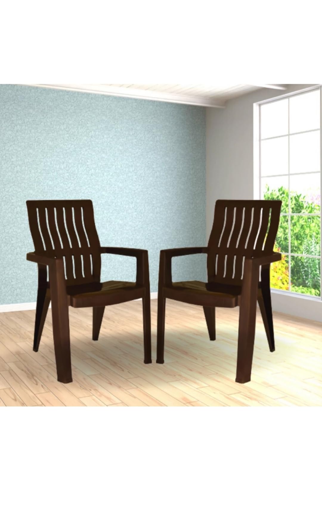 Luxury Indian Enterprises Plastic Chair Set of 2 with Matt & Glossy Texture for Home, Office and Restaurant Purpose-(Black Brown)