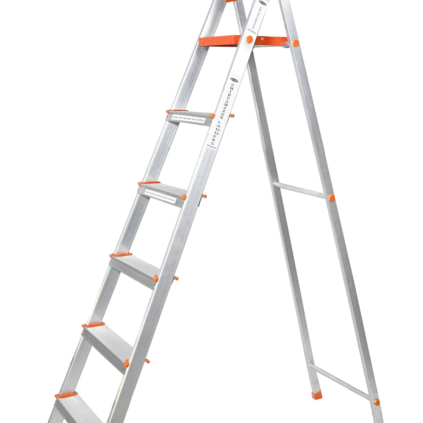 Amazon Brand - Umi, German Design 6-Step Foldable Aluminium Ladder Laser Cut with Super Advance Sure-Hinge Technology Ladder 192 cm (6.25 ft.) 7 years warranty - Sparking Orange