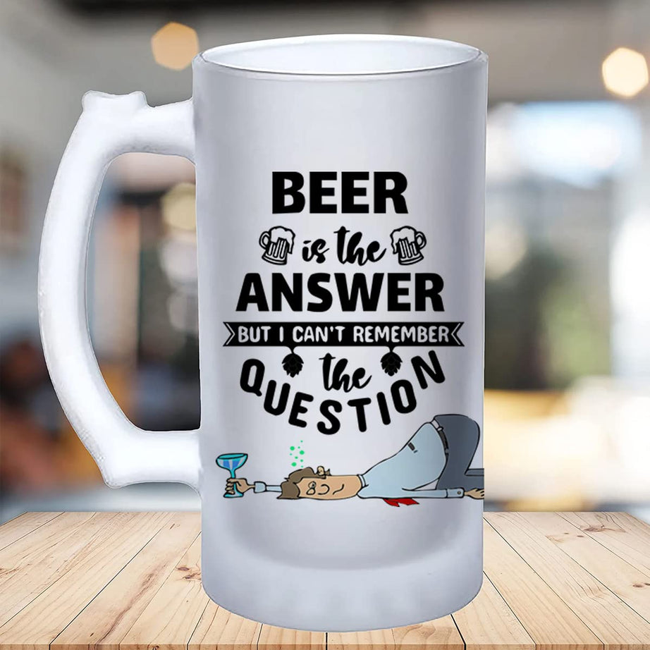 JIKRAA® Designer Frosted Beer Mug I Gift for Father, Husband, Friends on Birthday, Anniversary | Crazy Quote Based Beer Mug (SKU Beer Mug 10)