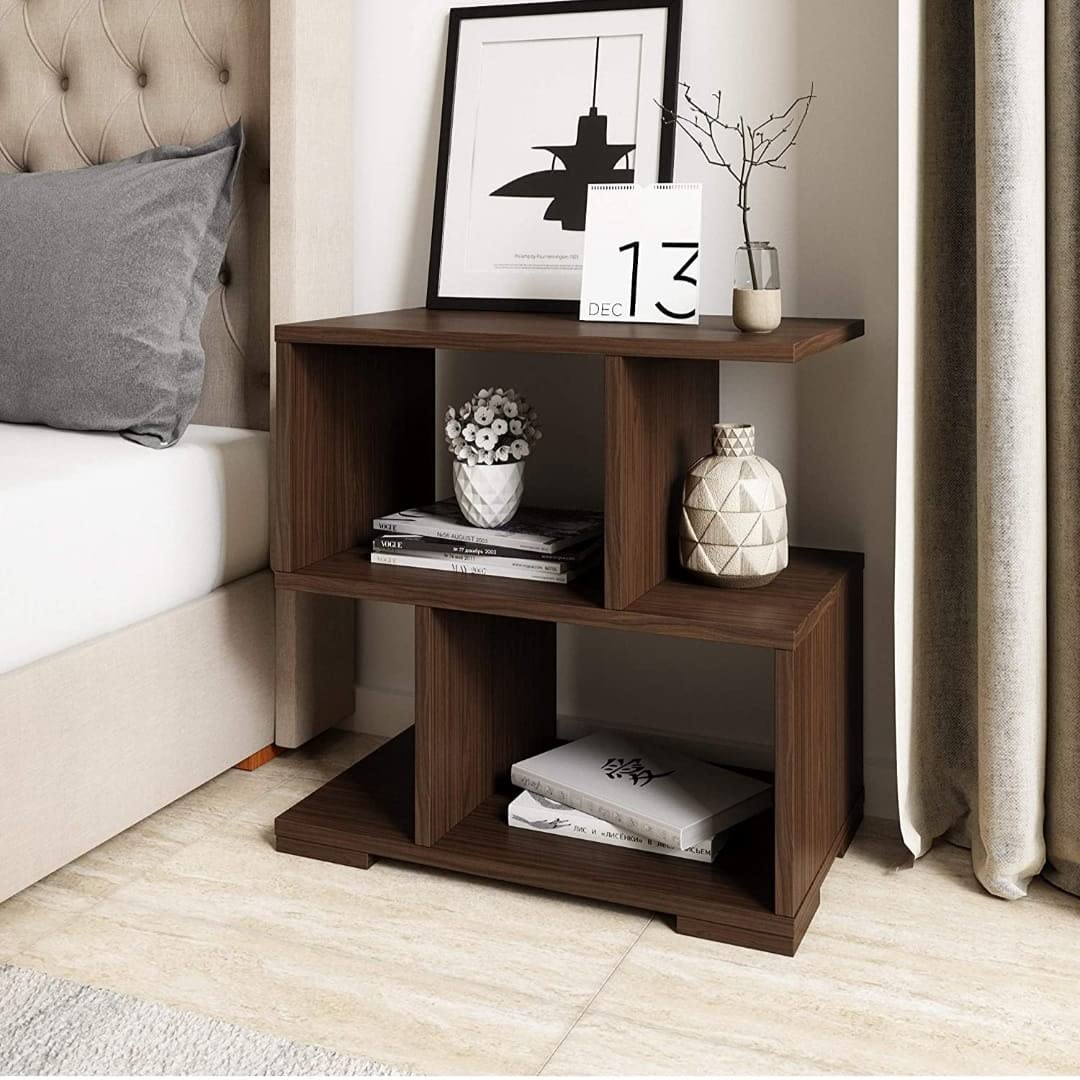 OXMICCorner Table for Book Storage Brown Engineered Wood Bedside Table (Finish Color - Brown, DIY(Do-It-Yourself)) Brown Side Table(Coffe Table)