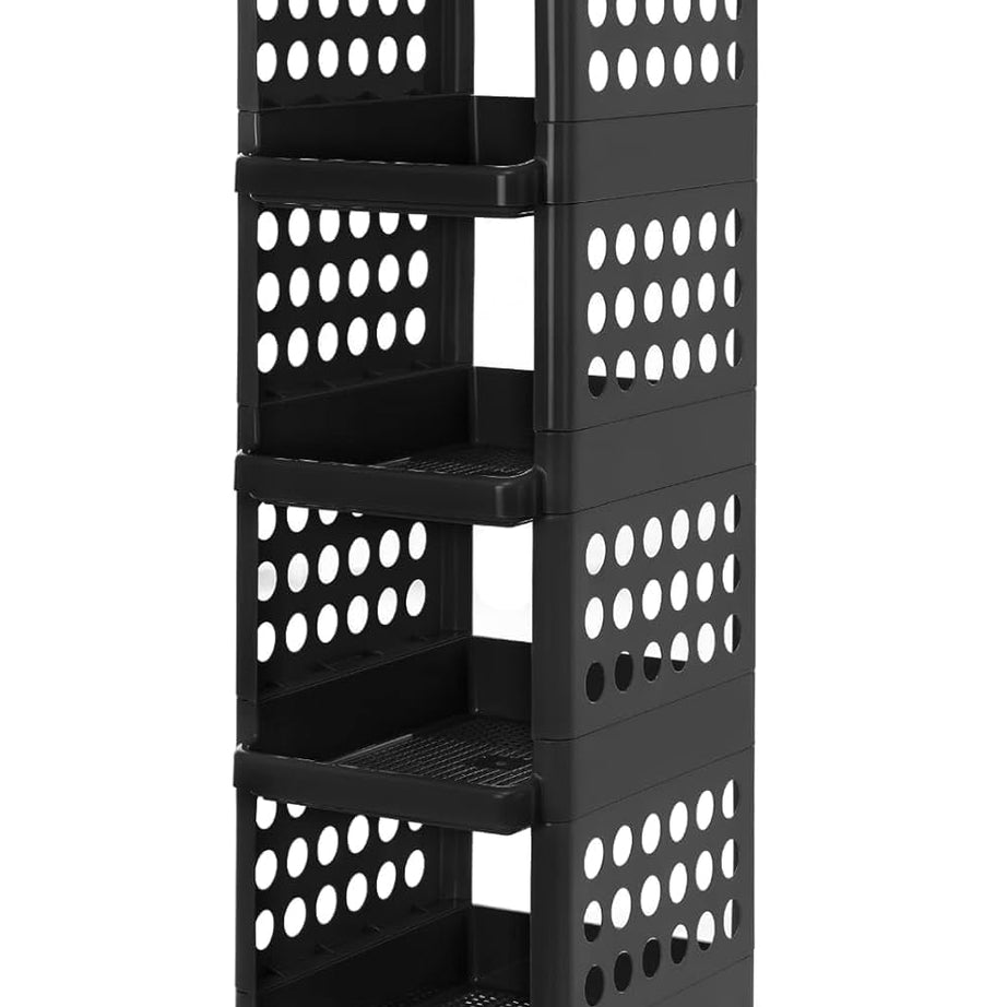 HUMOR Layer Plastic Multipurpose Storage Organizer Shelves, Kitchen Trolley Rack, Rolling Cart with Wheels for Kitchen, Home, Office(5 Layer)