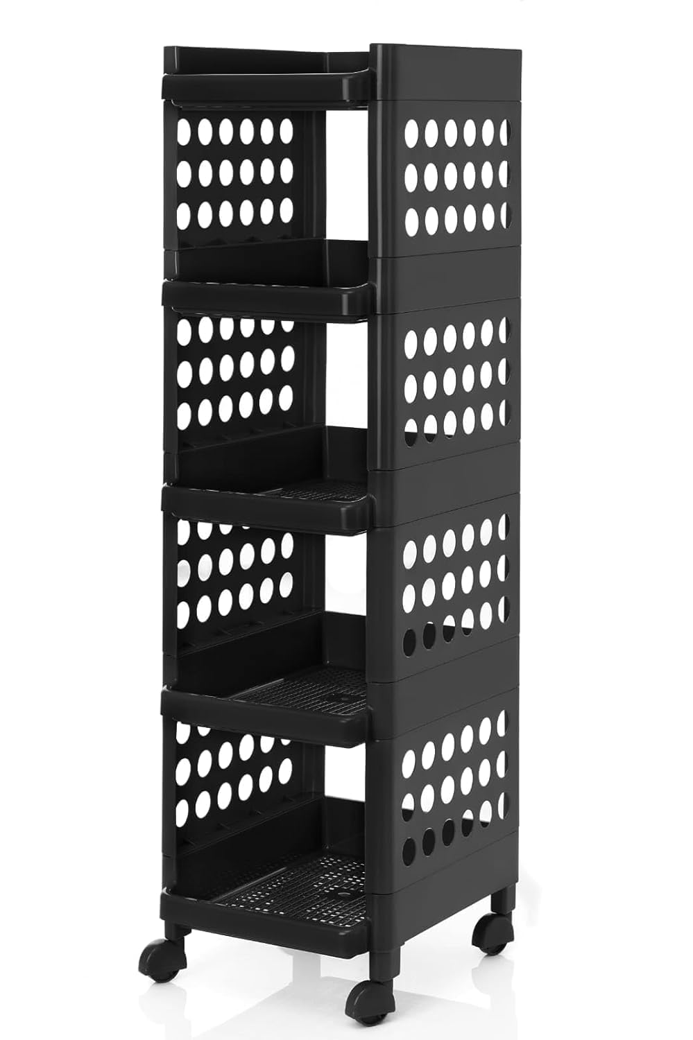 HUMOR Layer Plastic Multipurpose Storage Organizer Shelves, Kitchen Trolley Rack, Rolling Cart with Wheels for Kitchen, Home, Office(5 Layer)