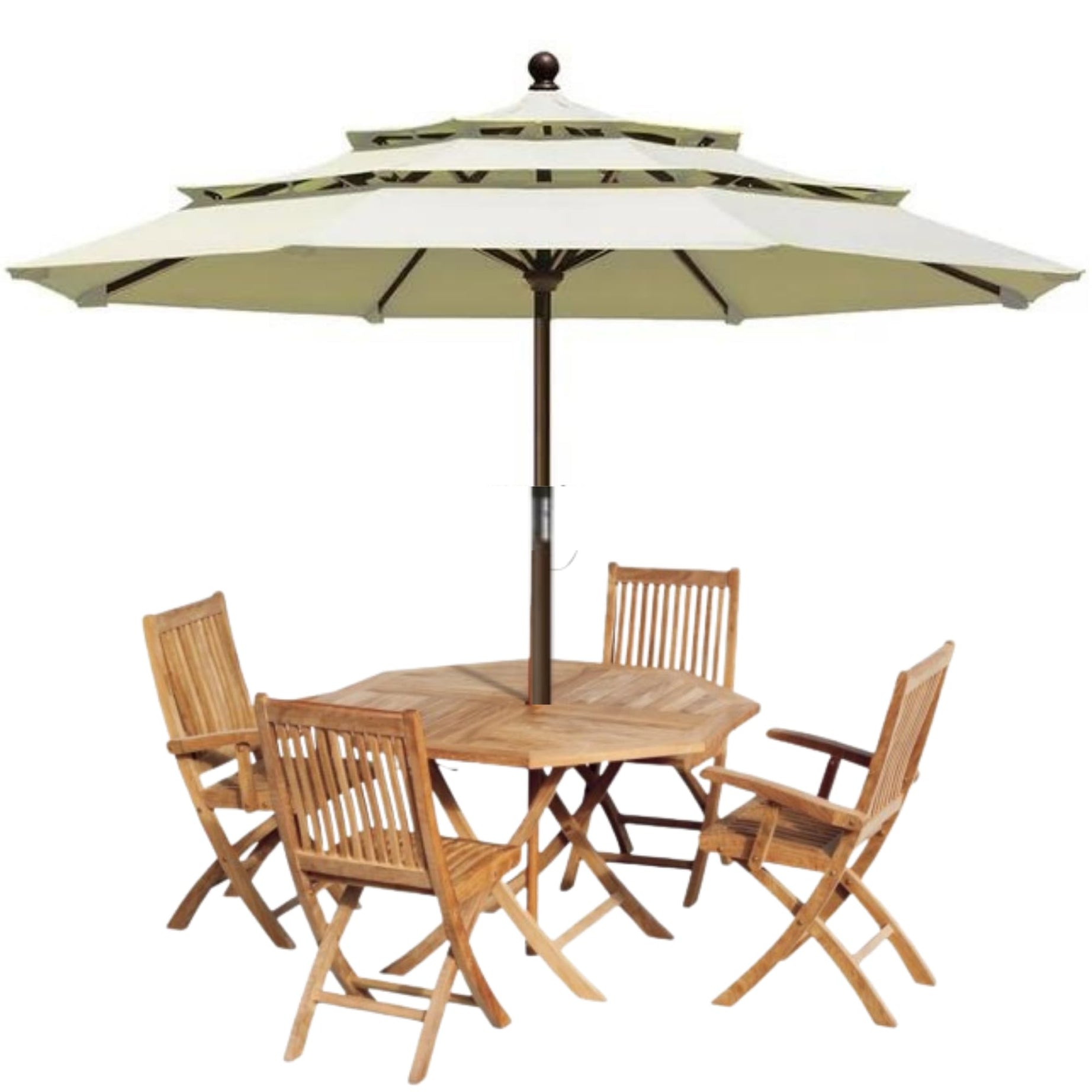 10 Ft 3 Tier Big Size Garden Umbrella, Outdoor Umbrella with Double Vents, Large Patio Umbrella with Stand and 8 Sturdy Ribs Perfect for Beach, Terrace, Lawn, Poolside (White)