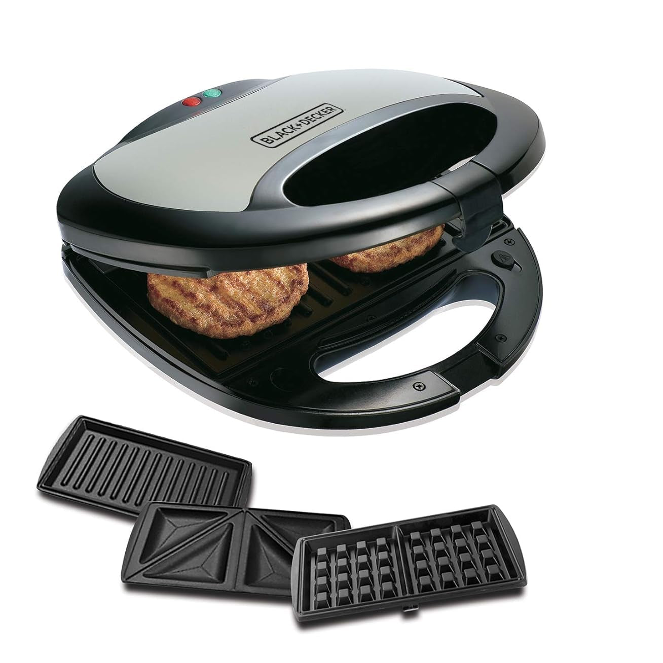 Black+Decker TS2090 750 Watt 3-in-1 Multiplate Sandwich, Grill and Waffle Maker | Cool Touch Body | Non-stick coated cooking plates | Thermostat Control | 2-year Warranty-(Black)