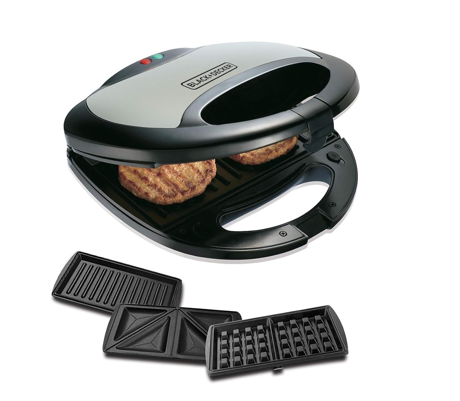 Black+Decker TS2090 750 Watt 3-in-1 Multiplate Sandwich, Grill and Waffle Maker | Cool Touch Body | Non-stick coated cooking plates | Thermostat Control | 2-year Warranty-(Black)