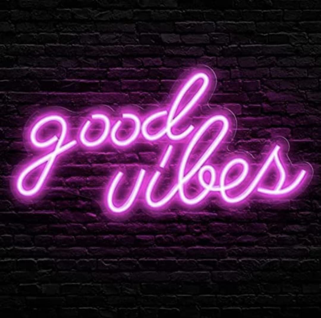 NEON SIGNS INDIA Good Vibes Neon (6X12 Inches) Pink Led Signs Lights For Bedroom, Wall Signs, Game Room Decor, Party, Bar Decor (16.1 X 8.3 Inch)