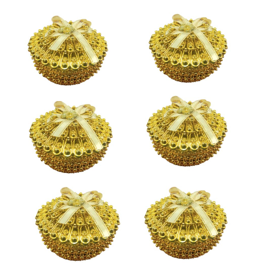 SATYAM KRAFT 6 Pcs Acrylic Golden Decorative Box for Mini Storage & Ring Jewelry, Rakshabandhan, Candy Storage Container Case Diy, Decoration Items (6 Pcs Round)