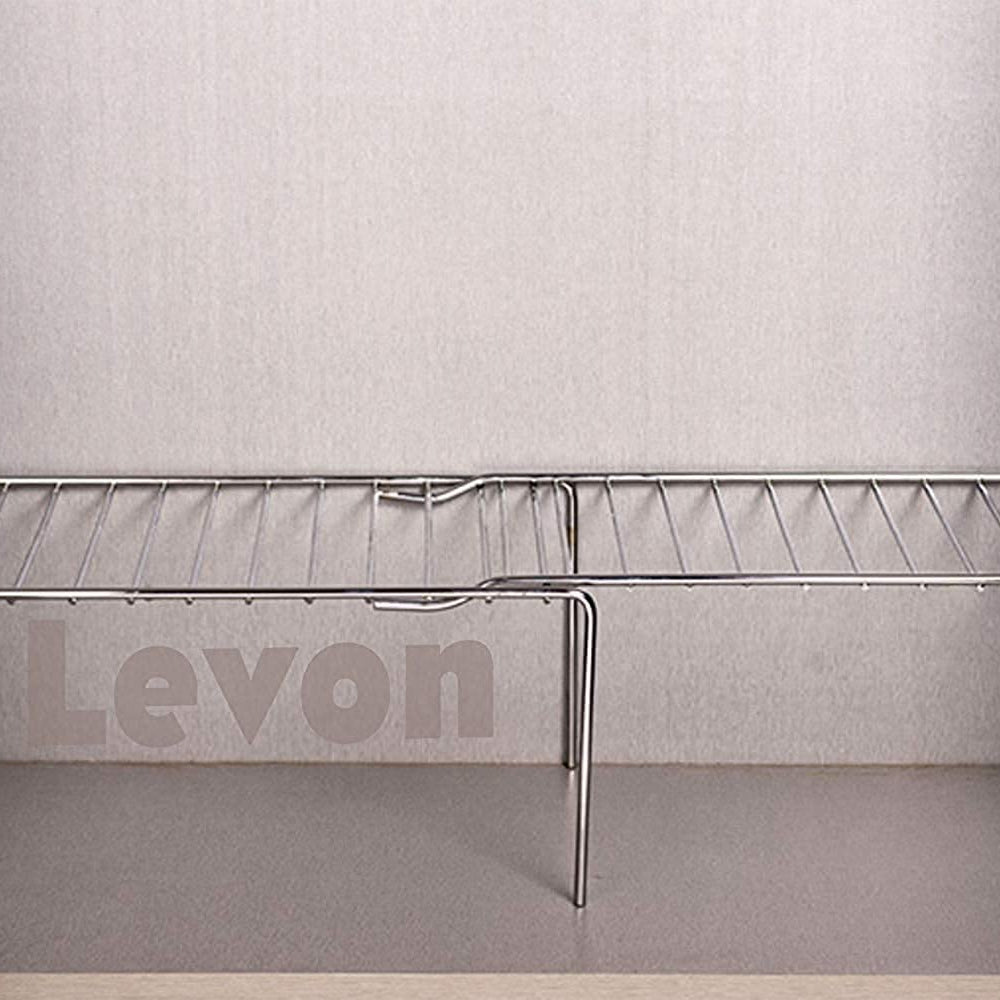 LEVON Stainless Steel Kitchen Dish Rack Expandable Storage Shelves for Kitchen Cabinets Multipurpose Organizer Extend Up to 580 mm with Anti-Rust Nano Coating